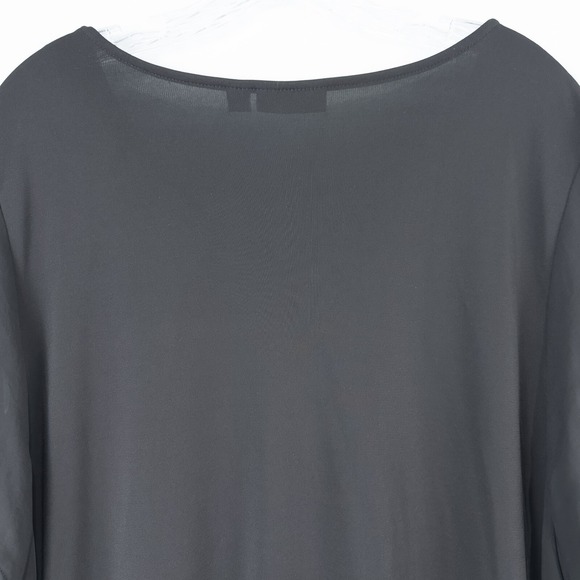Susan Graver Premier Knit Tunic Sheer Chiffon Flutter Sleeves Womens 2X Black - Picture 12 of 16